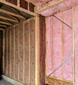 Fiberglass batt insulation in a wall